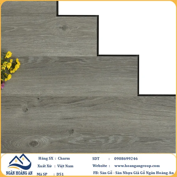 Sàn Gỗ Công Nghiệp Charm Wood D51 Dày 12mm